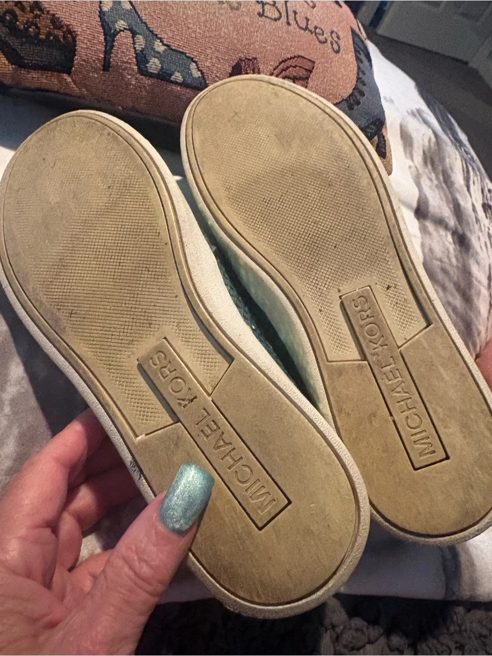 Michael Kors Iridescent gold snakeskin  Slip-On Sneakers.  Sz 8